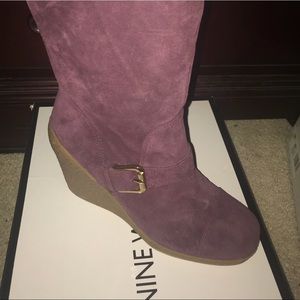 Nine West Suede Wedge Boot (Plum)